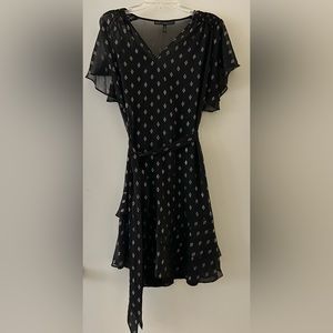 Elegant Black + Metallic Gold Dress, White House Black Market.